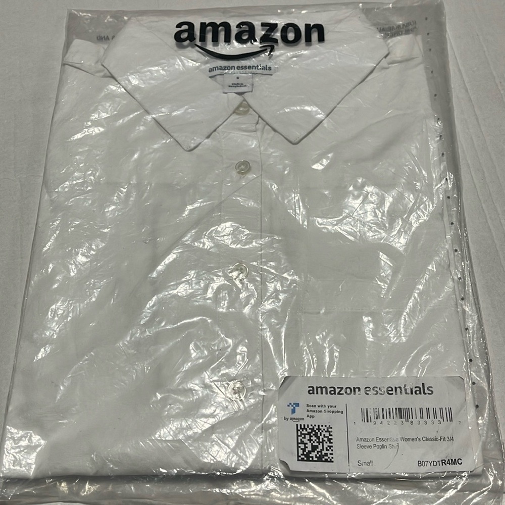 NIB Amazon Essentials Women's Classic-Fit 3/4 Sleeve Poplin Shirt- Size S - Picture 3 of 10